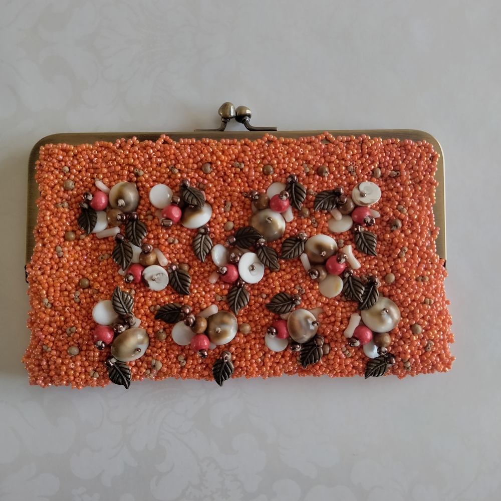Embellished Orange Clutch